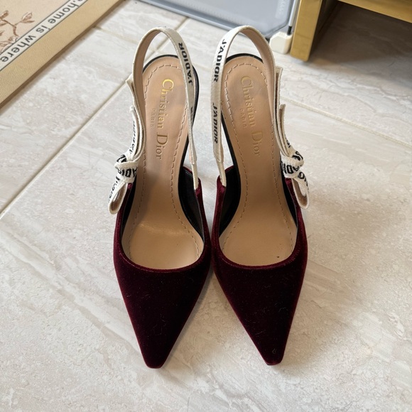 Authentic Dior burgundy velvet 'J'Adior' slingbacks - Picture 5 of 8